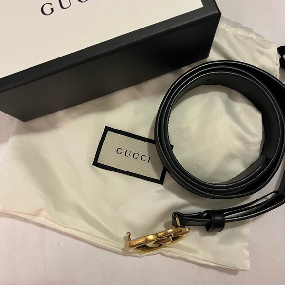 Gucci LEATHER BELT WITH DOUBLE G BUCKLE - Picture 7 of 8